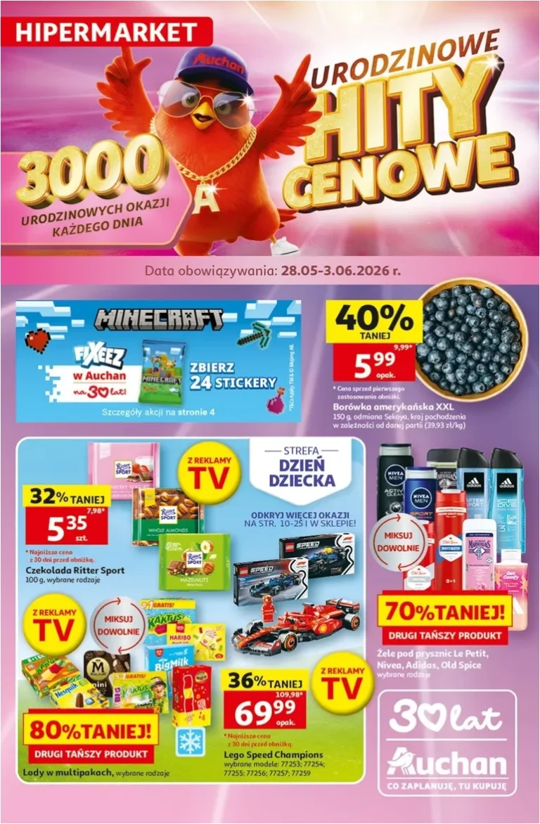 Najnowsza gazetka Auchan – Gazetka 30 Lat Hipermarket Auchan ważna od 28.05.2026 ⭐ - strona 1